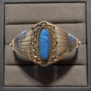 Vintage Native American Southwestern Sterling Denim Lapis Cuff Bracelet 14g